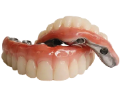 Two implant dentures sitting against each other