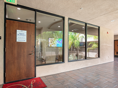 Front door and windows at McElroy Smiles by Design of Encinitas