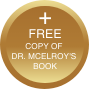 Circle with text that reads plus a free copy of Doctor McElroys book