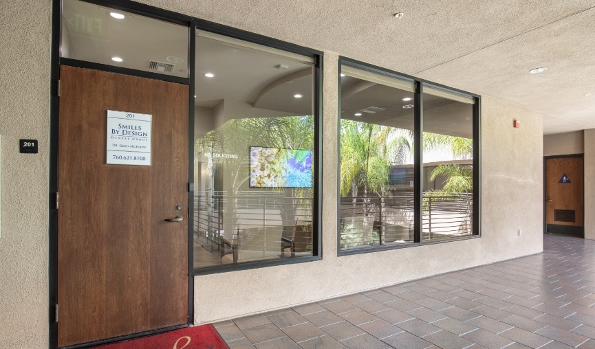 Front door and windows at McElroy Smiles by Design of Encinitas