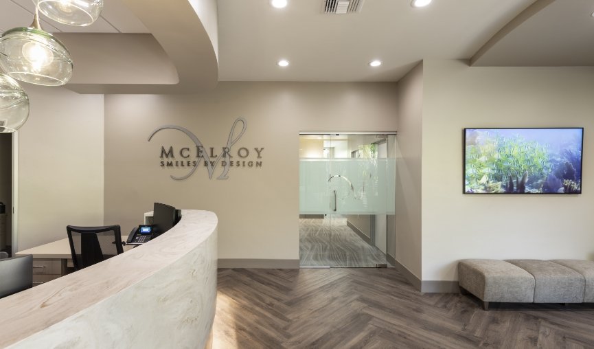 Welcoming reception area at McElroy Smiles by Design of Encinitas
